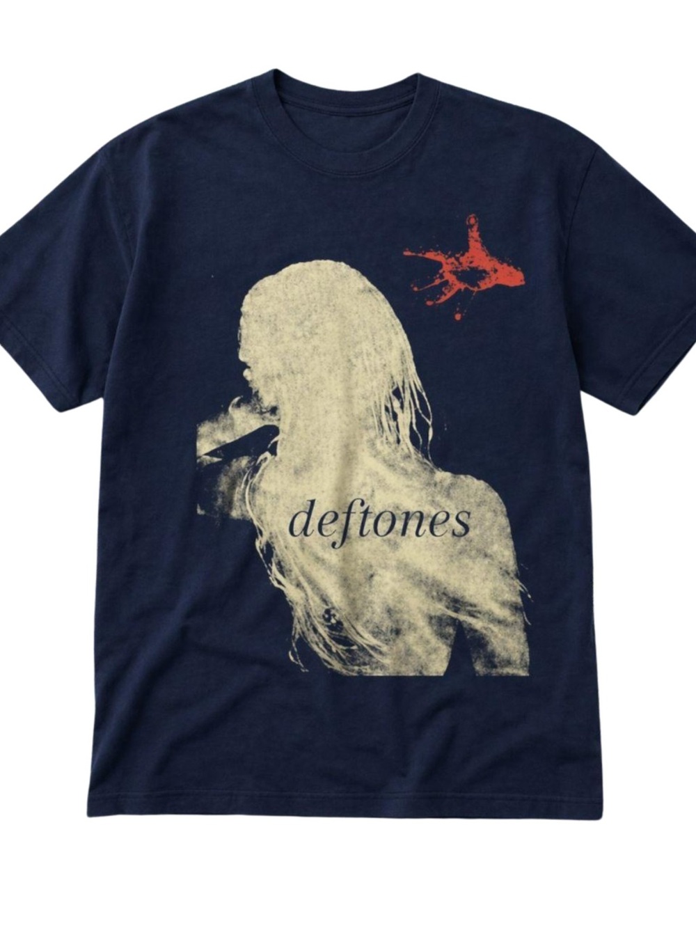 Gildan Navy Tee with Cream Portrait and Red Accent